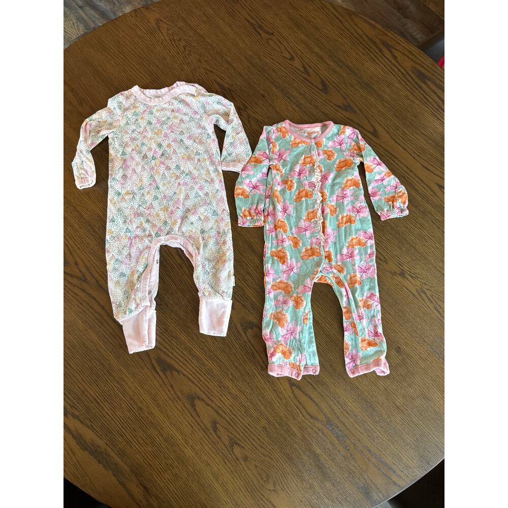 TWO pair BURT'S BEES BABY Organic Footless Cotton Pajamas (6-9m)